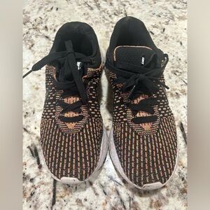 Nike Black and Orange Knit Sneakers